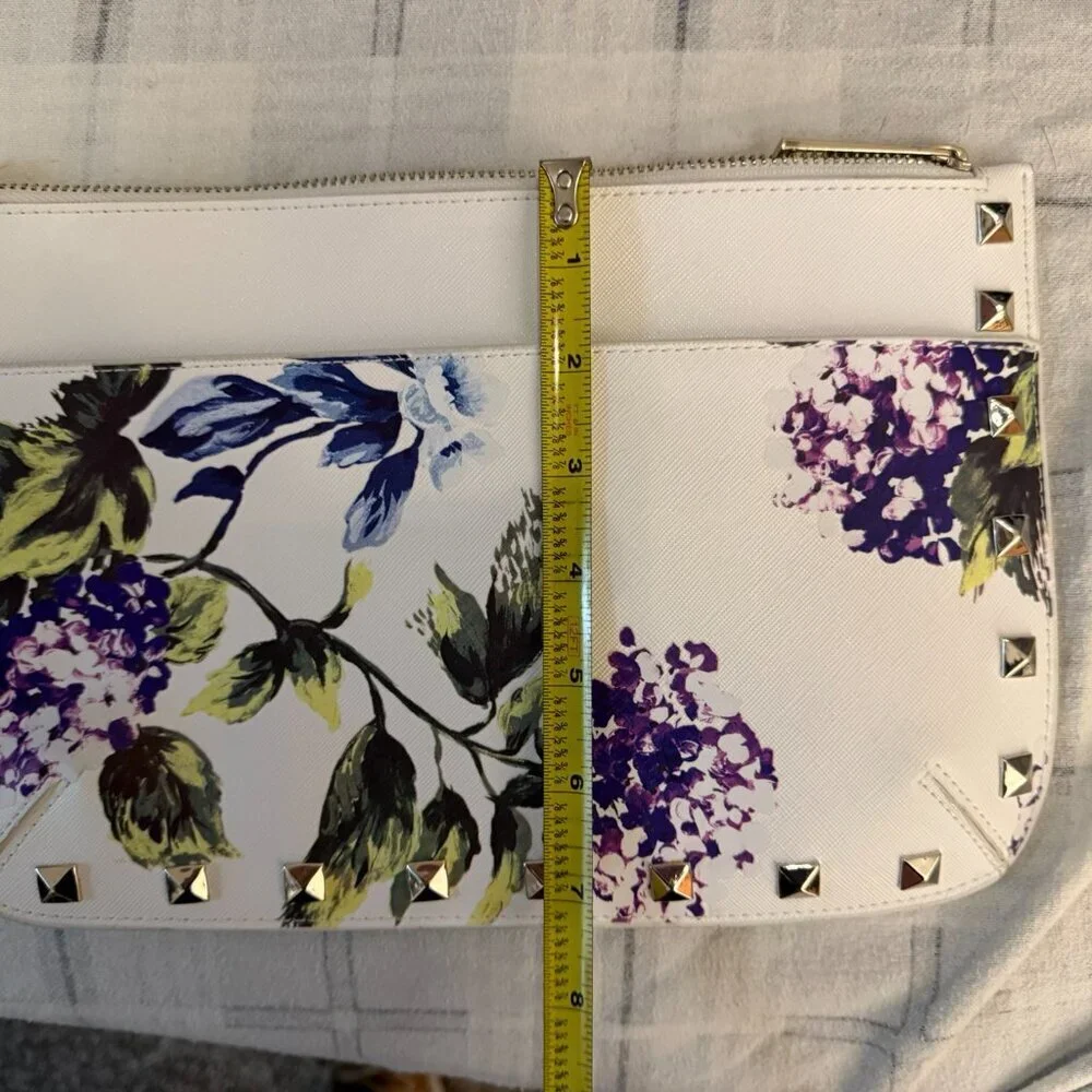 White House Black Market, floral and studded clutch. - Picture 7 of 7